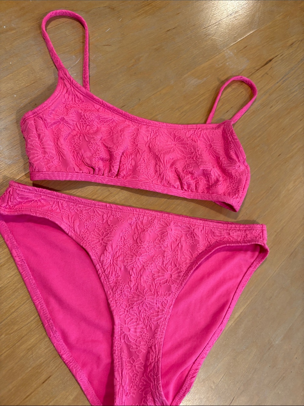 No Boundaries Hot Pink Lace Bikini Bralette & Brief Set
